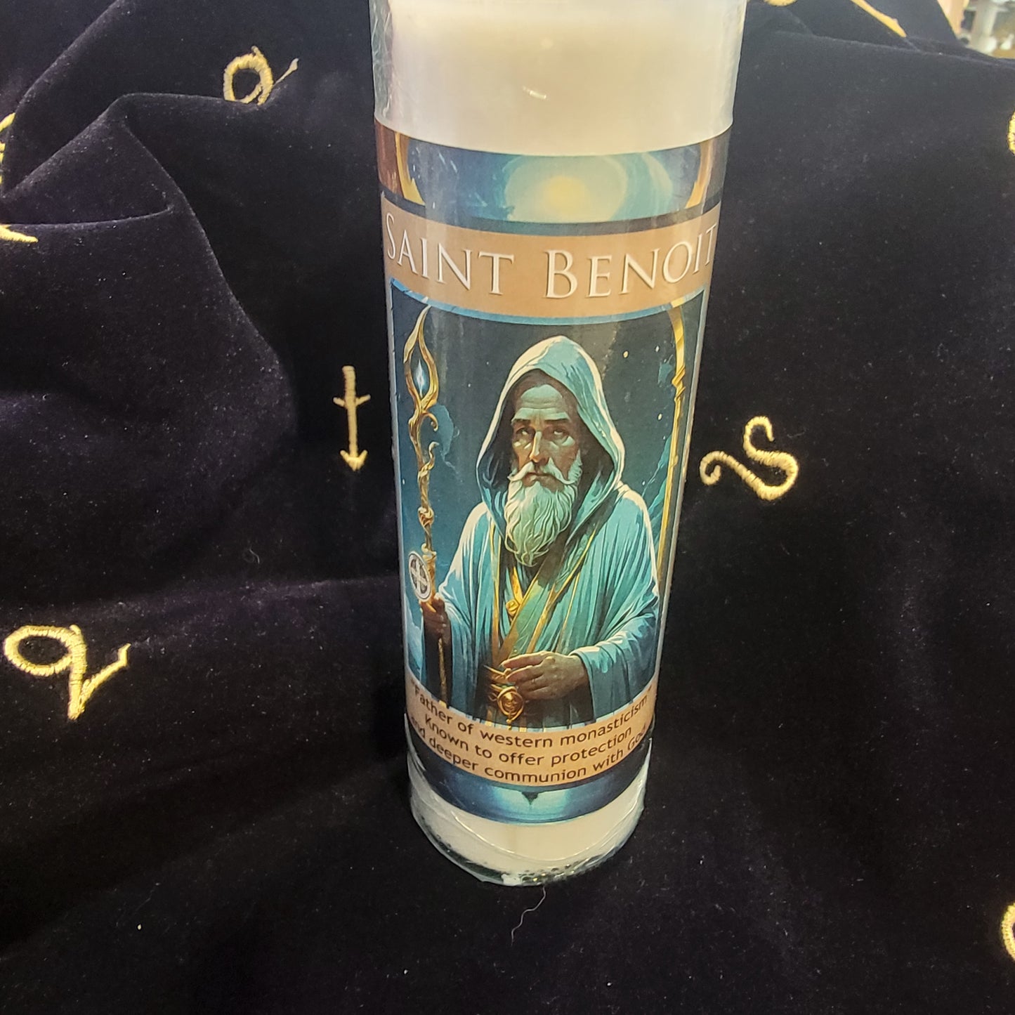 Christian Saint Benoit Lightbringer Altar Candle